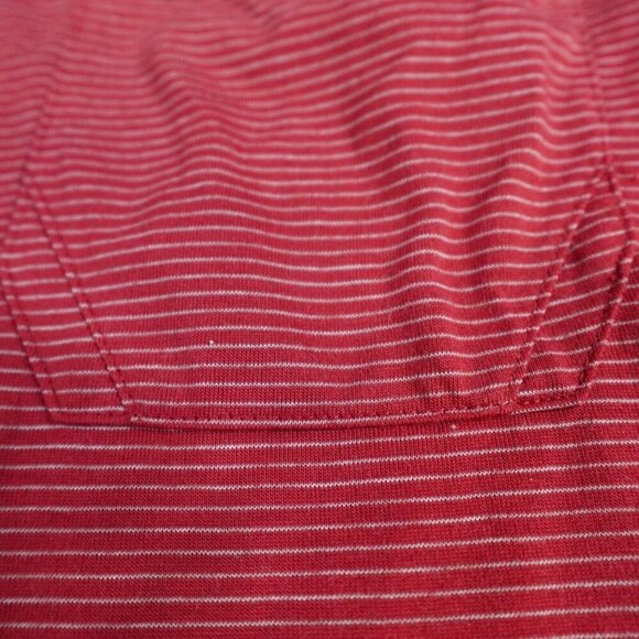 Stio Mens Polo Shirt Small Red Striped Front Pocket Poly Blend - Picture 5 of 8